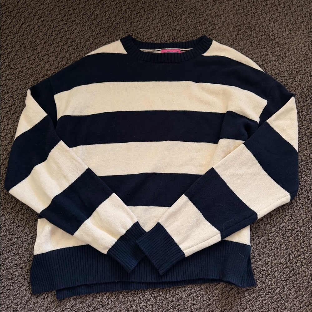 Edikted Stripped Sweater - Navy / White